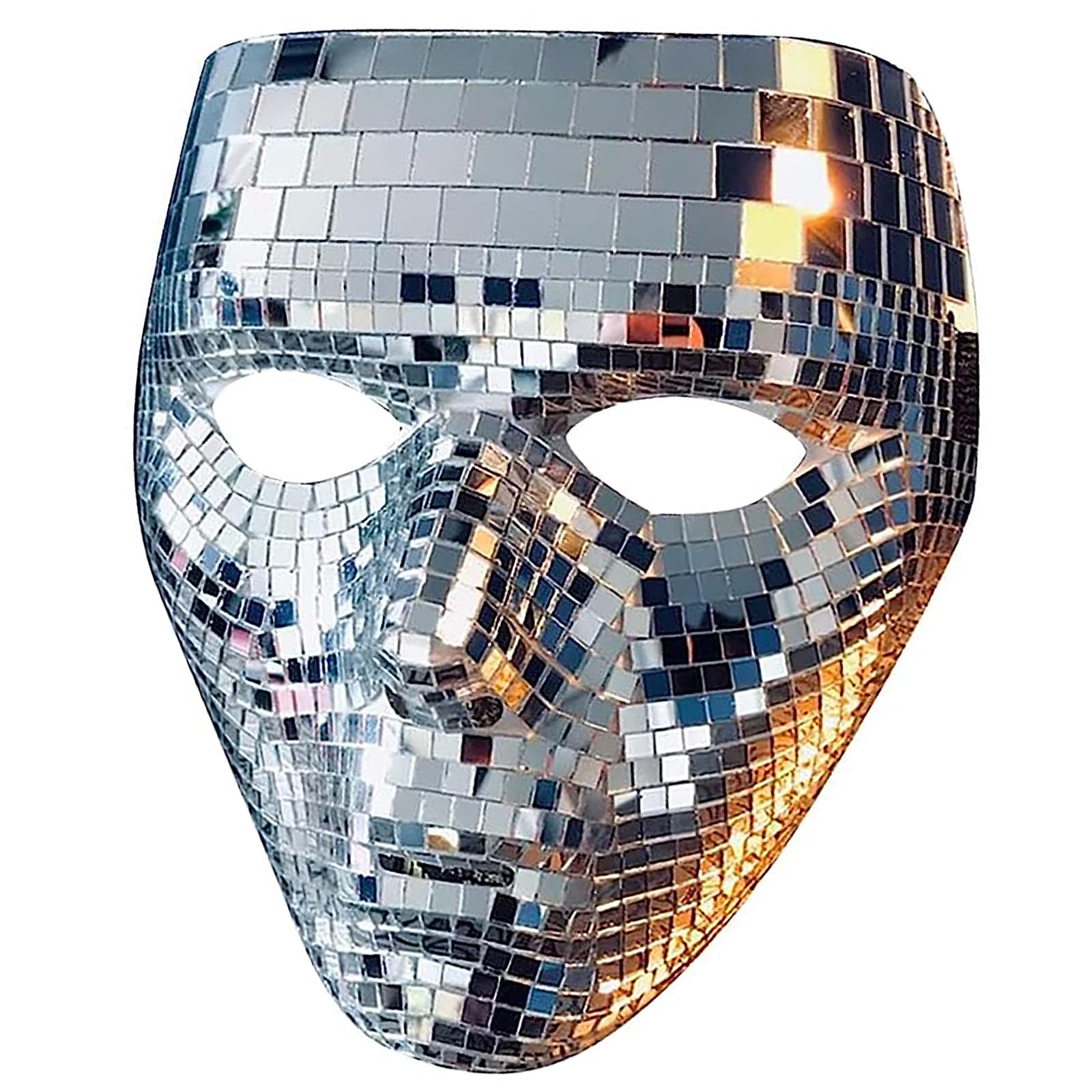 LIANGLIDE Mirror Mask, Disco Ball Glitter Mask for DJ Stage Bar Party, Masquerade Face Covering