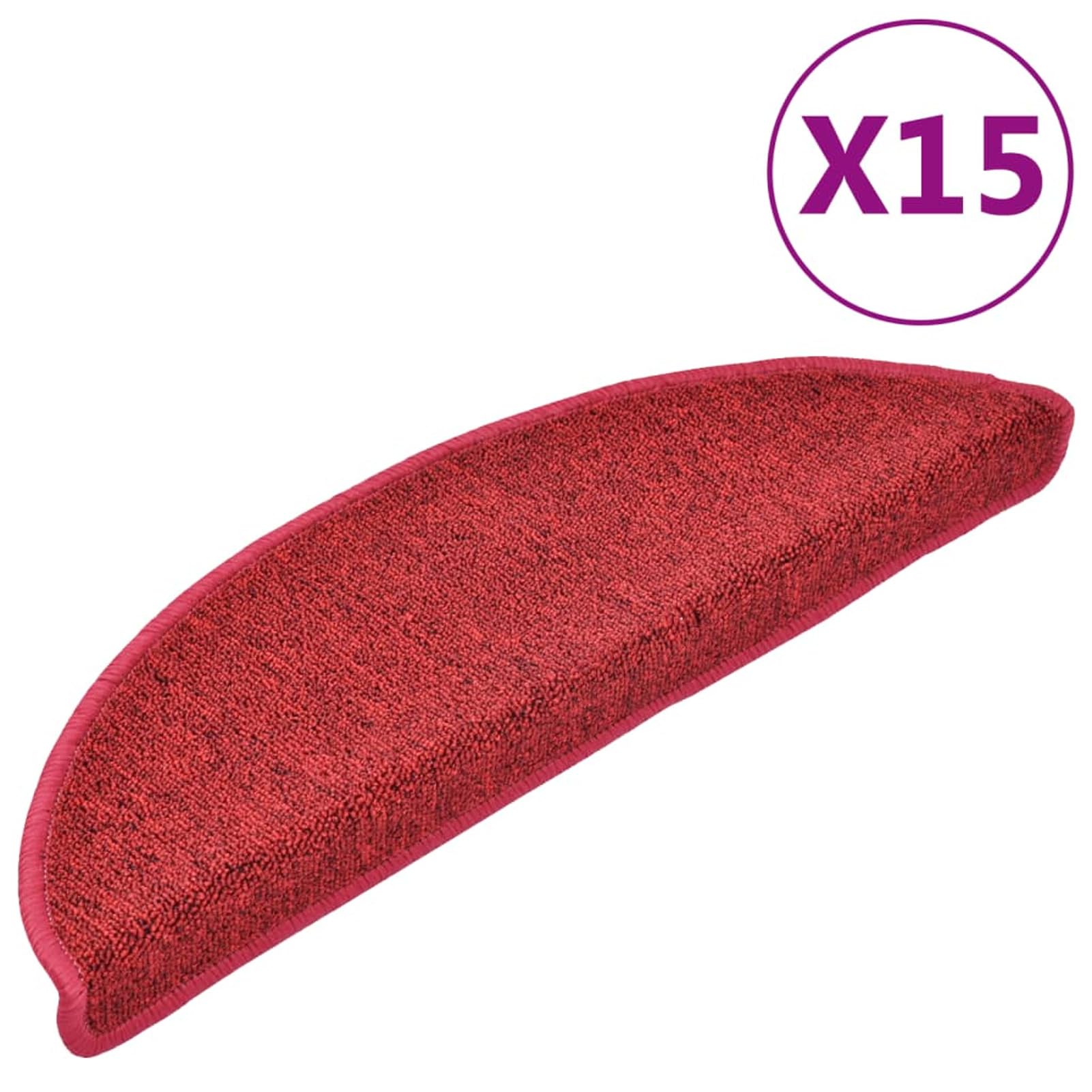 Tidyard Tapis d'escalier 15 pcs Rouge Bordeaux 56 x 17 x 3 cm, Tapis Escalier Tapis de Sécurité pour Sol Protection, Aînés et Animaux