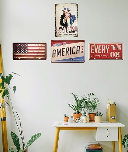 Miniatura 4 de ERLOOD Cartel de hojalata vintage de metal retro Made in America de 12 x 8