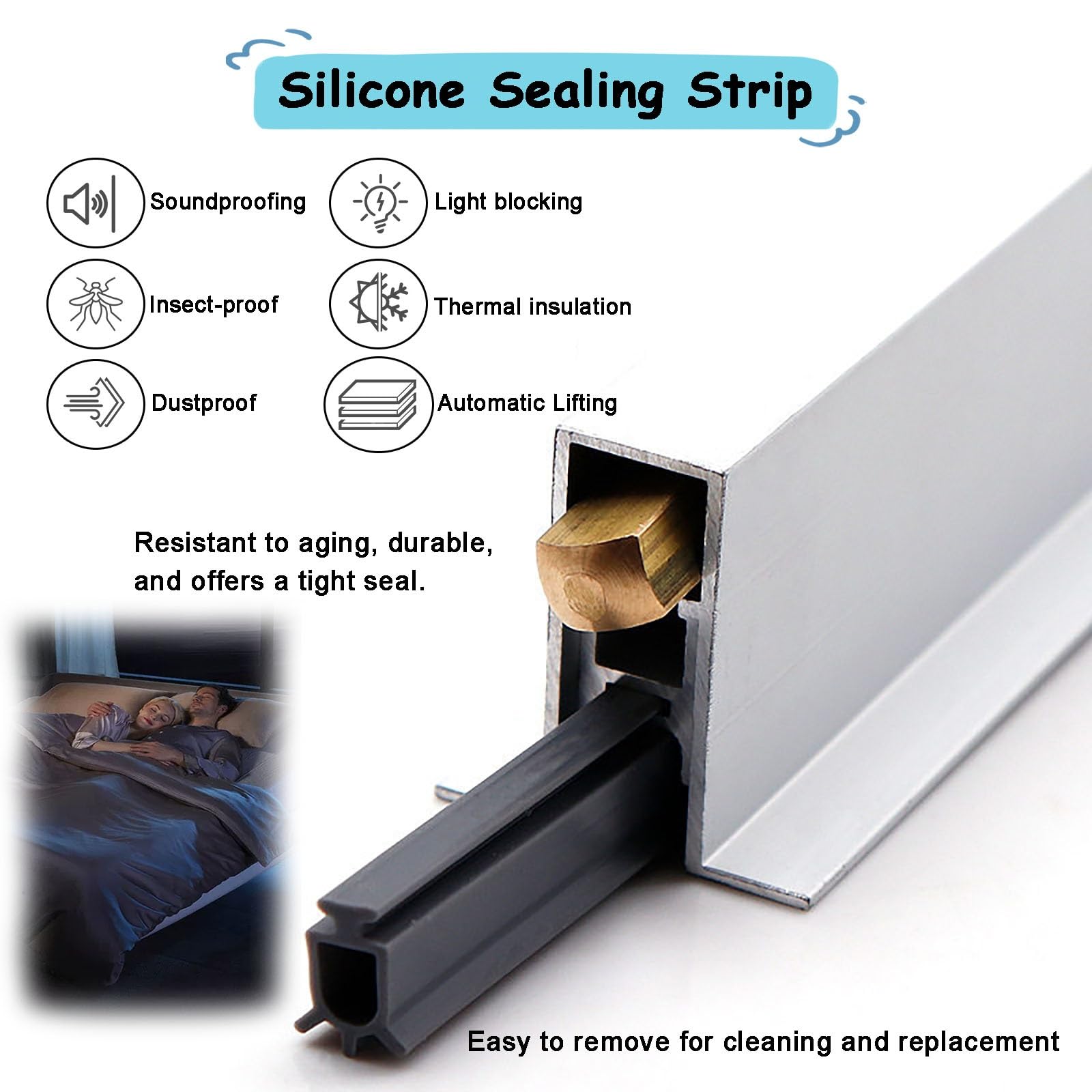 Burlete Inferior Automático Empotrado De Aluminio + Silicona Sellada