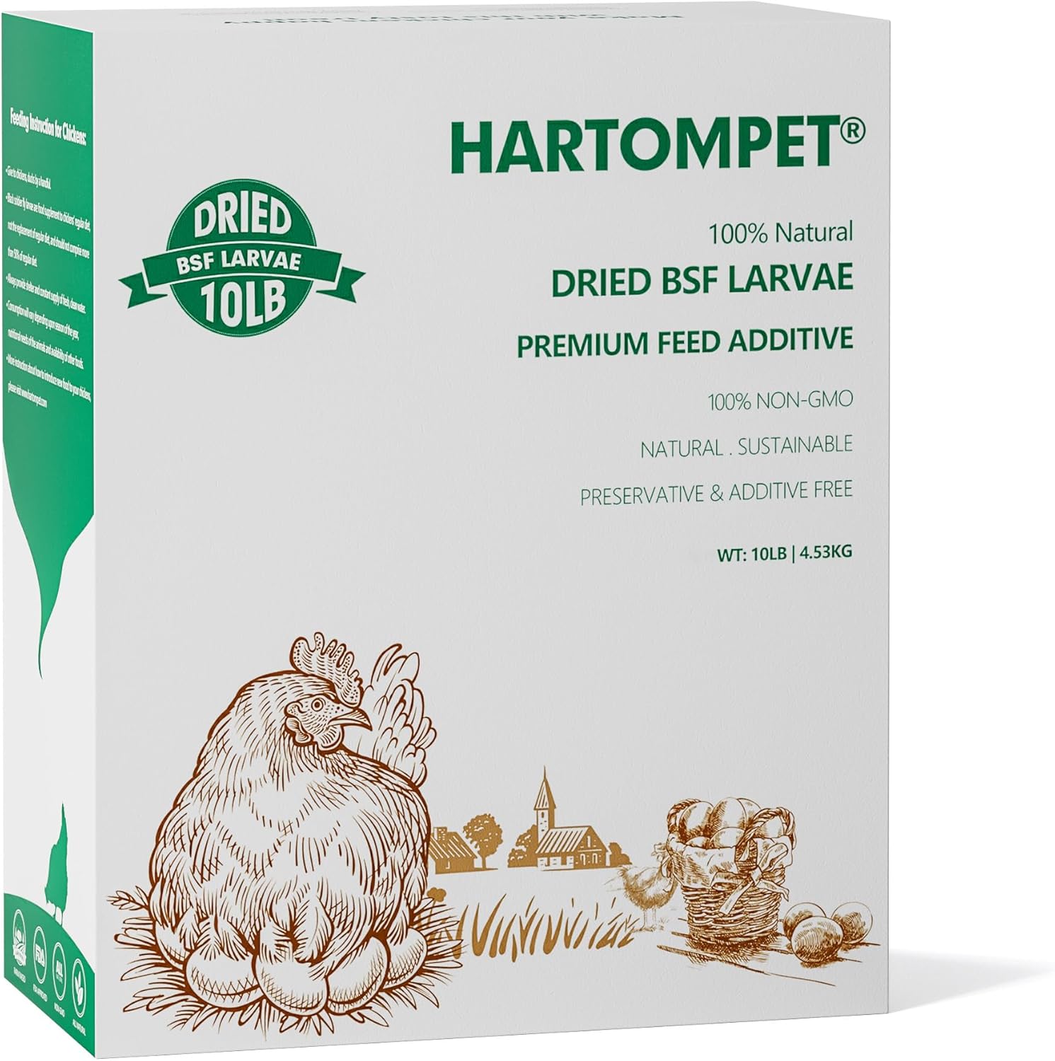 Dried Black Soldier Fly Larvae for Chickens - Non-GMO Poultry Feed Supplement, 85X More Calcium Than Mealworms,High-Protein Treats for Laying Hens & Ducks & Hedgehogs 10LB