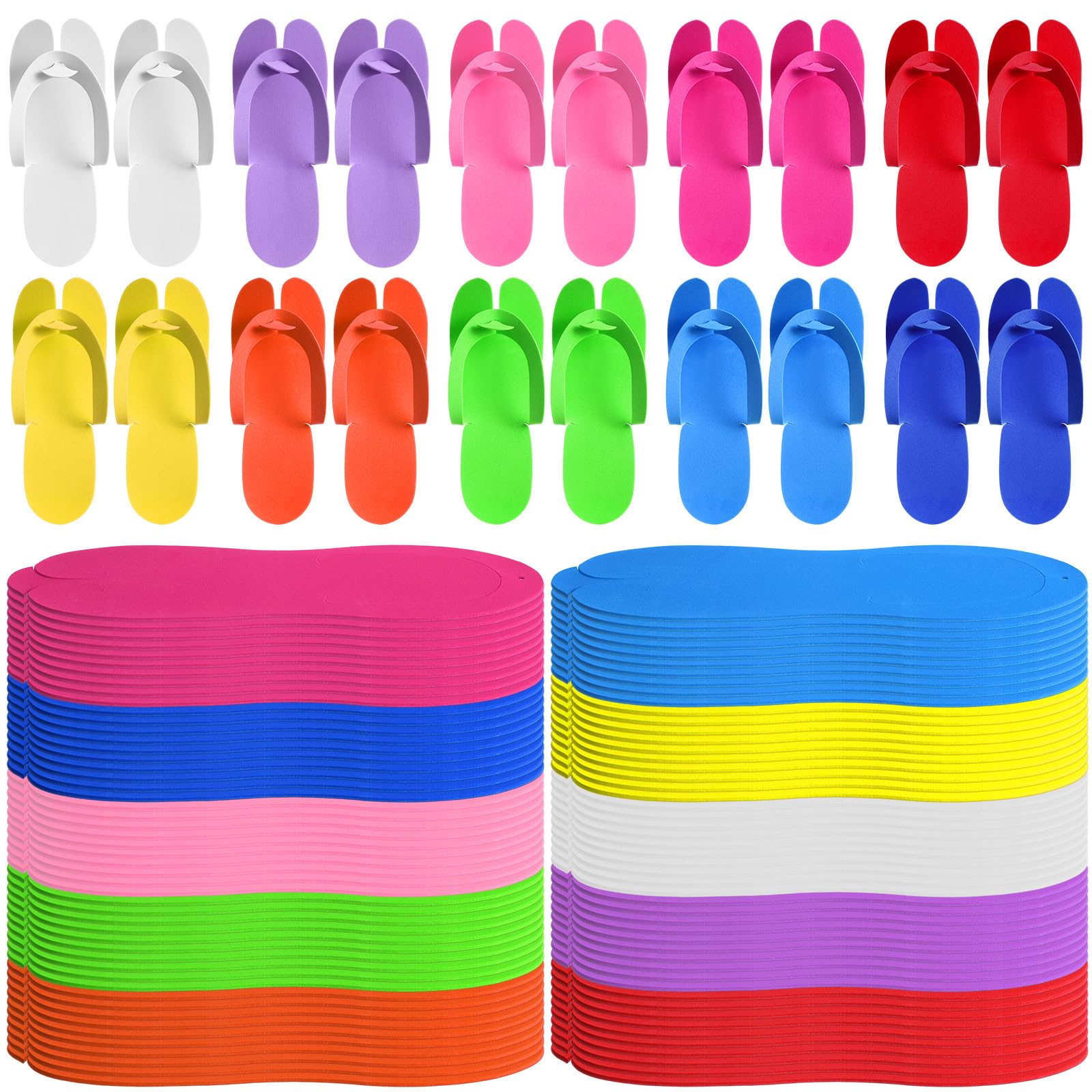 JaGely 100 pares de pantuflas de pedicura desechables a granel multicolor para pedicura, antideslizantes, de espuma EVA, zapatos de pedicura, kit de pedicura desechables para mujeres, suministros de
