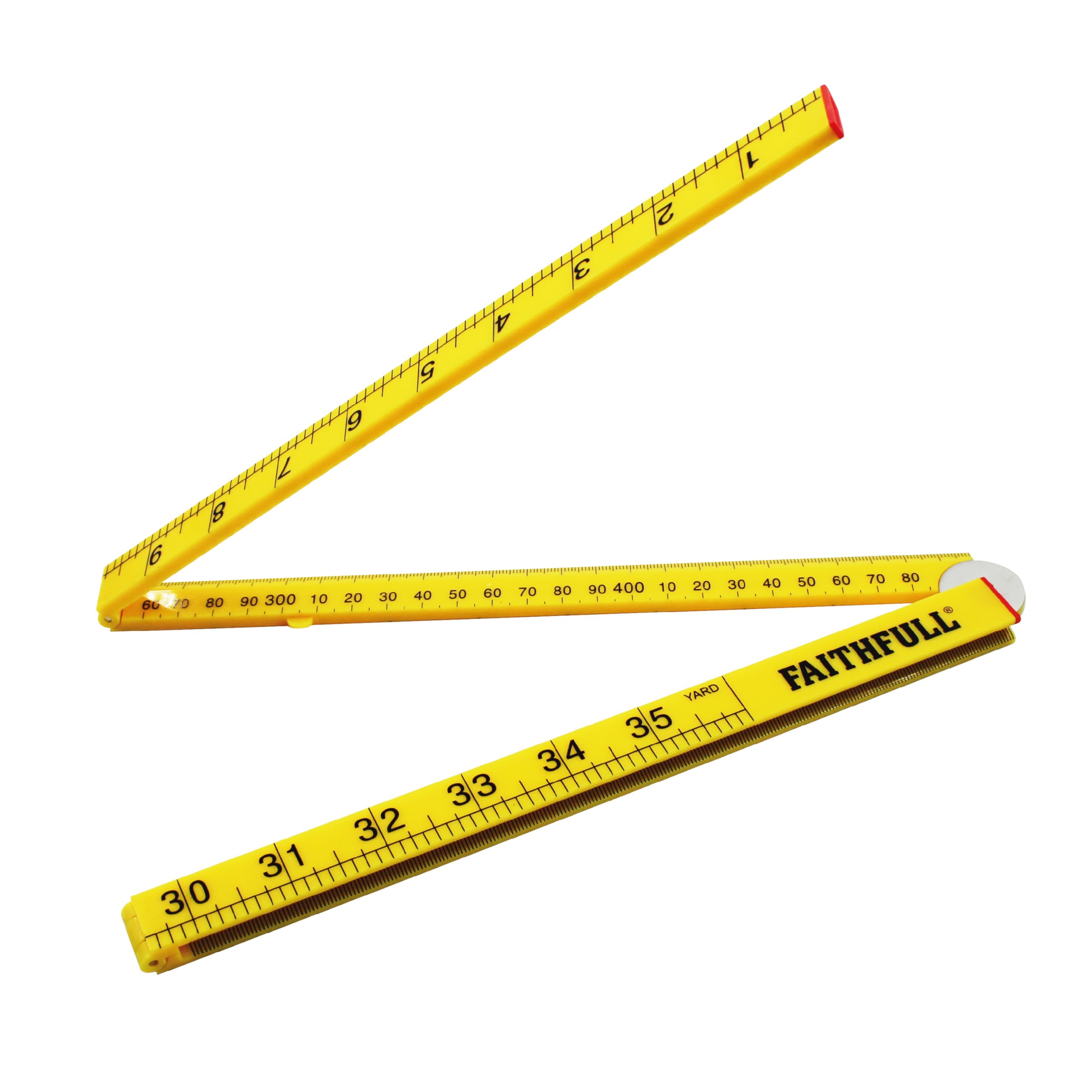 Faithfull Folding Rule 1 Metre / 36 Inch – Yellow ABS Fold-Out Measuring Ruler with Metric & Imperial Graduations, Pocket-Sized for Carpenters, Builders, Decorators, DIY