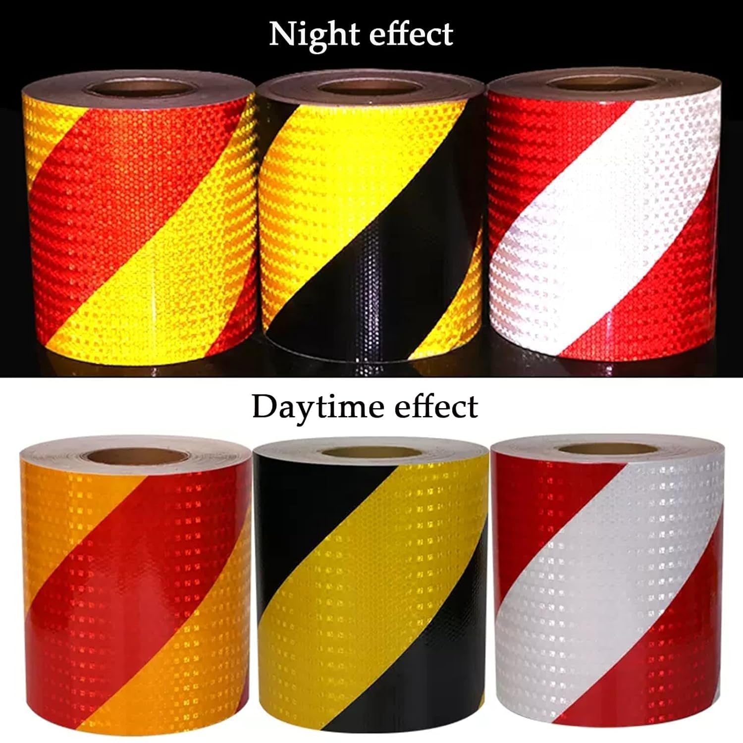 Nastro riflettente, nastro riflettente di sicurezza, 5 cm x 3 m, in PVC, multicolore, 1 rotolo (rosso bianco)