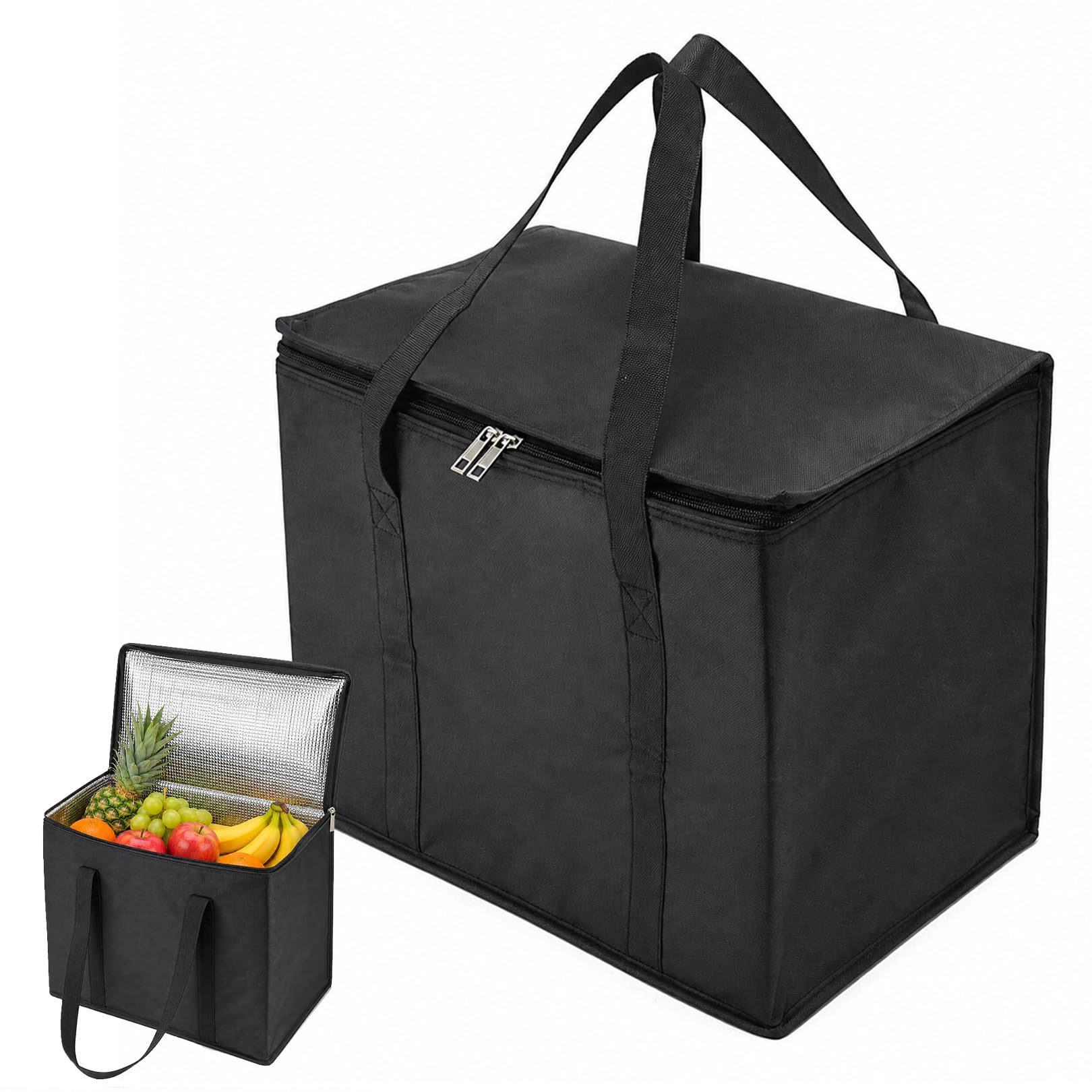 Cooler Bag,Picnic Bags,40L Large Foldable Grocery Shopping Bags,Reusable Food Delivery Bag,Insulated Thermal Bag,with Insulation Cool Bags,for Picnic,Camping,BBQ,Shopping,Lunch & Family Outdoor Travel