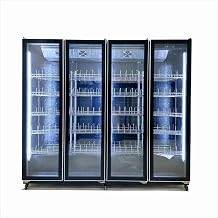Upright refrigerated display cases, dual cooling modes (air-cooled/direct-cooled), 0-13℃ range and custom design, suitable for commercial use in cafeterias and hotel breakfast bars.