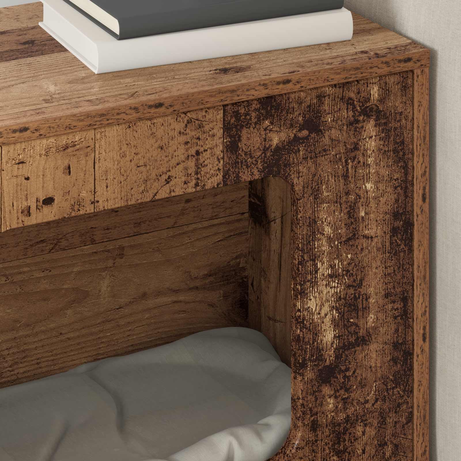 Casetta per gatti in legno vecchio di legno, 51 x 30 x 52 cm, moderna per gatti, compatta, stabile, per interni, soggiorno, angolo con rifugio e possibilità di gioco