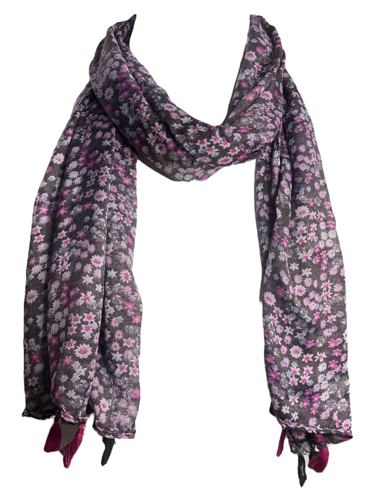 BK STAR Beautiful Women's Printed with tassel Scarf Stoles 50×160cm (Black)-image-34