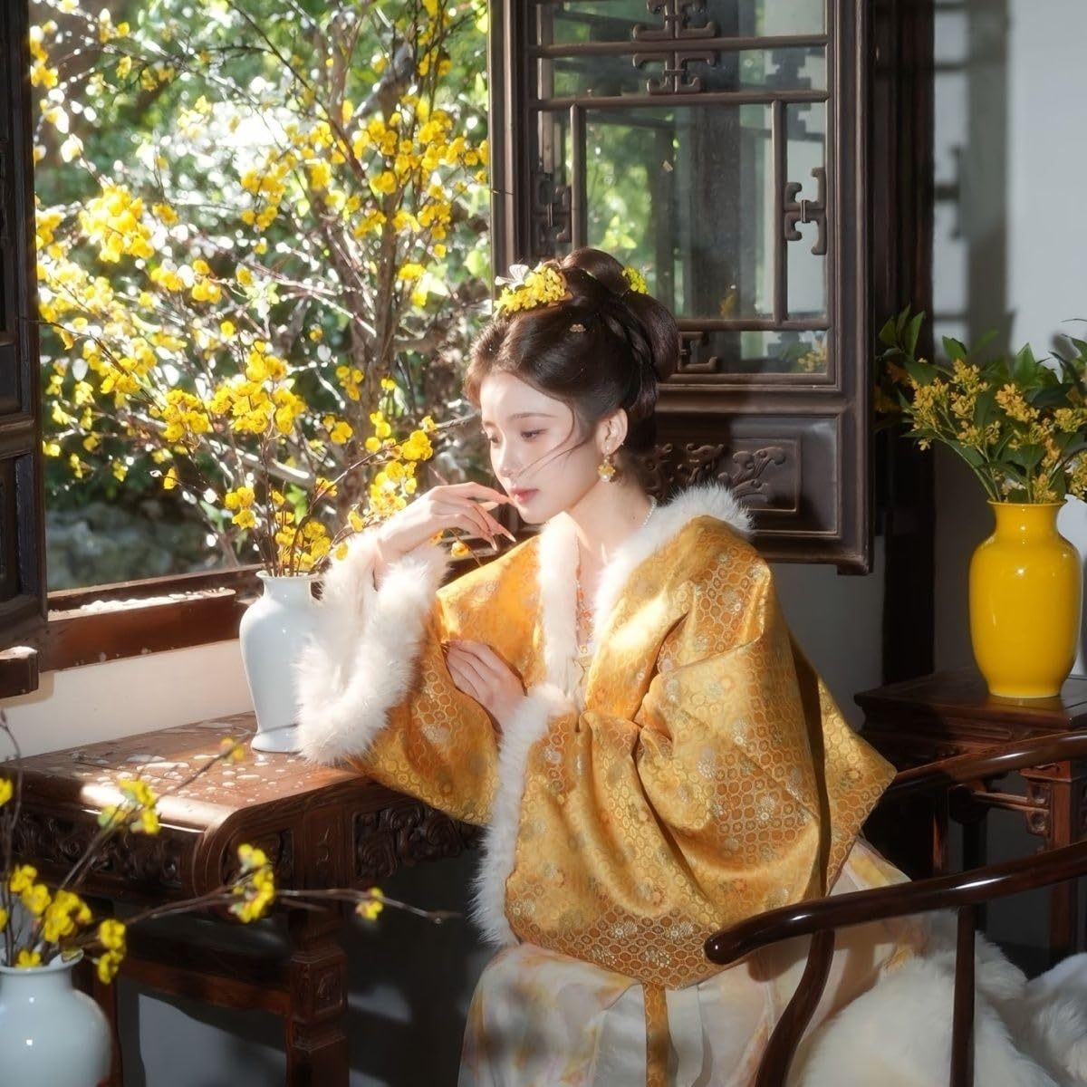 NIBHZ Hanfu, ochrona przed zimnem, zatrzymywanie ciepła, przyjęcie świąteczne, Halloween, fotografia, kostium sceniczny, długi płaszcz,S