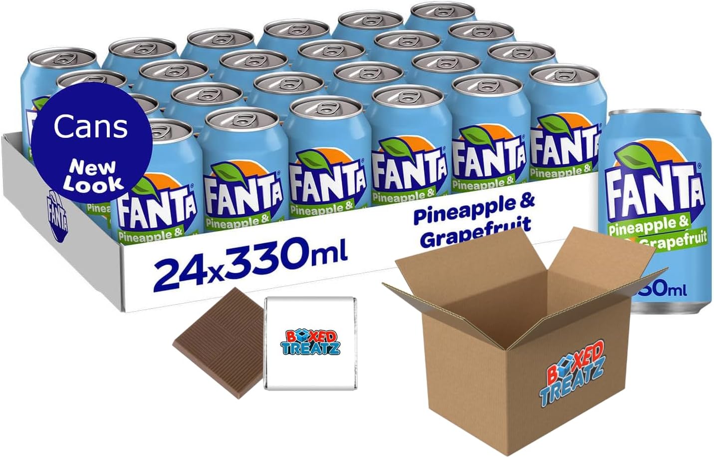 Fanta Selection Fanta Pineapple & Grapefruit Cans 24x330ml Convenient Bulk Pack For School, Business Or Parties Boxed Treatz