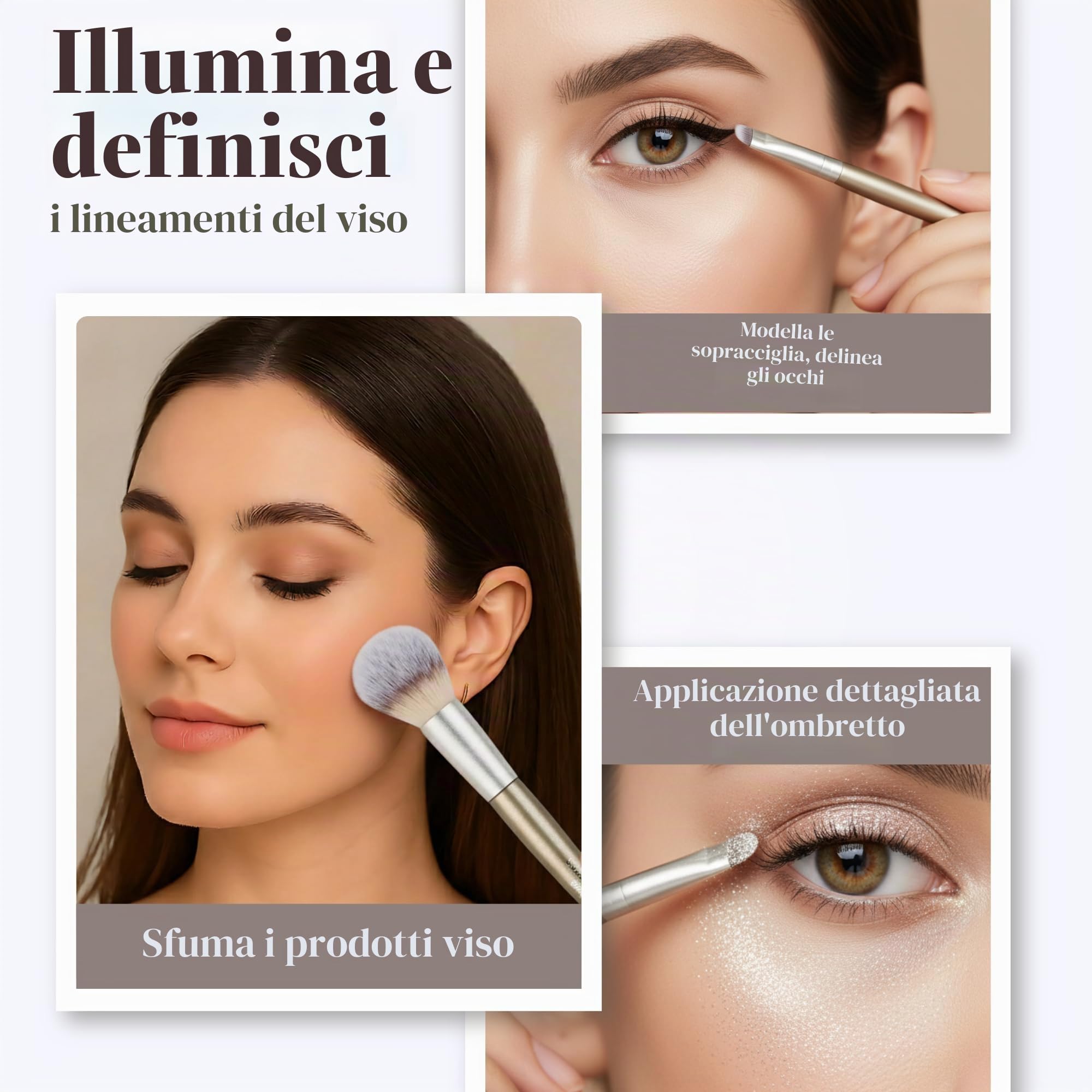 Set di 15 pennelli da trucco vegani per fondotinta, correttori, fard, ombretto, eyeliner, cipria, evidenziatore, sfumatura, set di pennelli per il viso