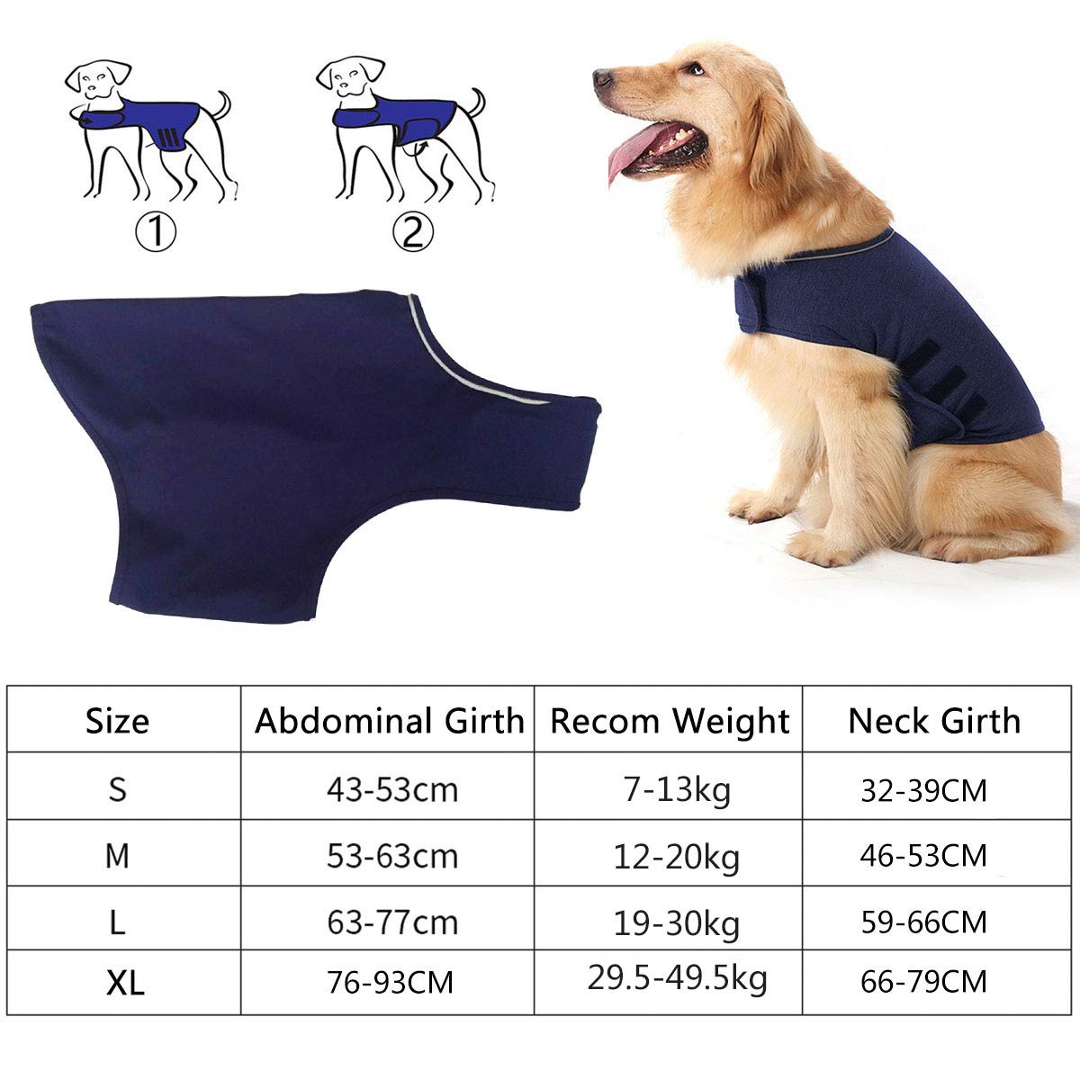 Chaqueta para la ansiedad para perros, chaleco calmante para perros con trueno, camisa para mantener la calma, ropa para aliviar la ansiedad y el estrés
