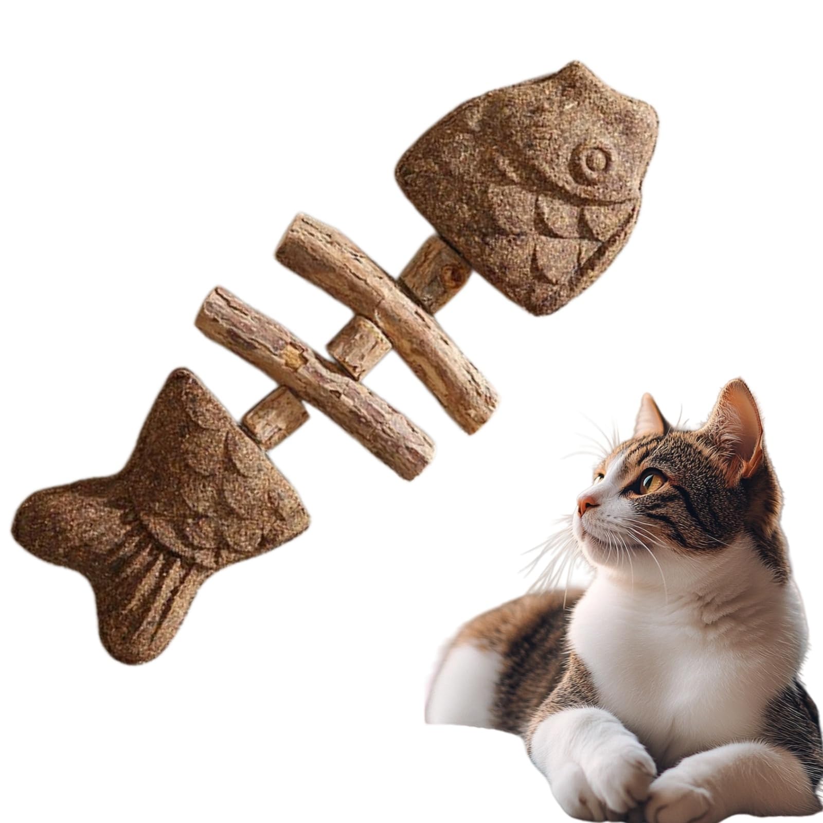 Catnip&Silvervine Fish Chew Toys,Gall Fruit Dental Care Toy for Indoor Cats