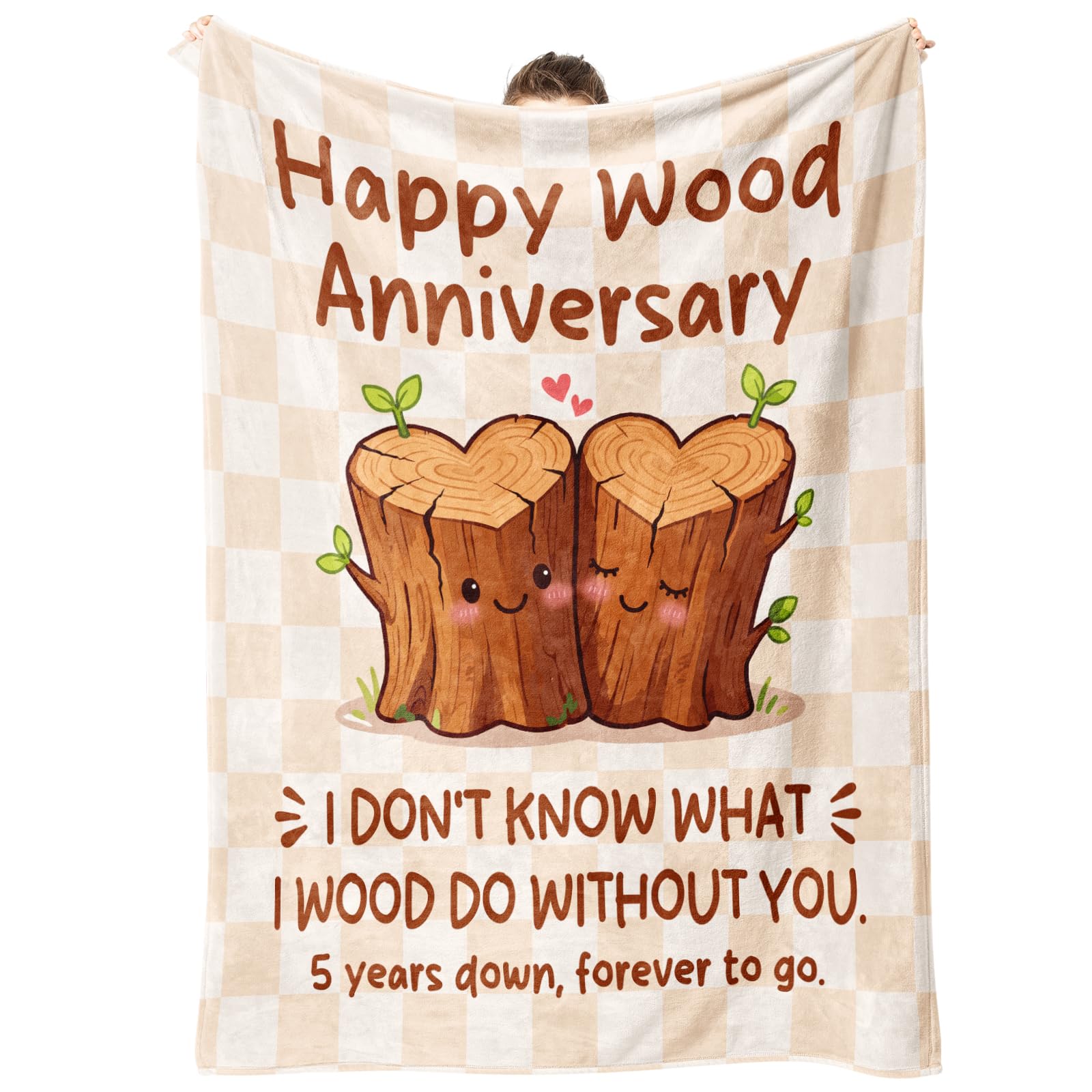 IDELTIME 5th Anniversary Wedding Gifts for Him Her - Wood Couple Blanket