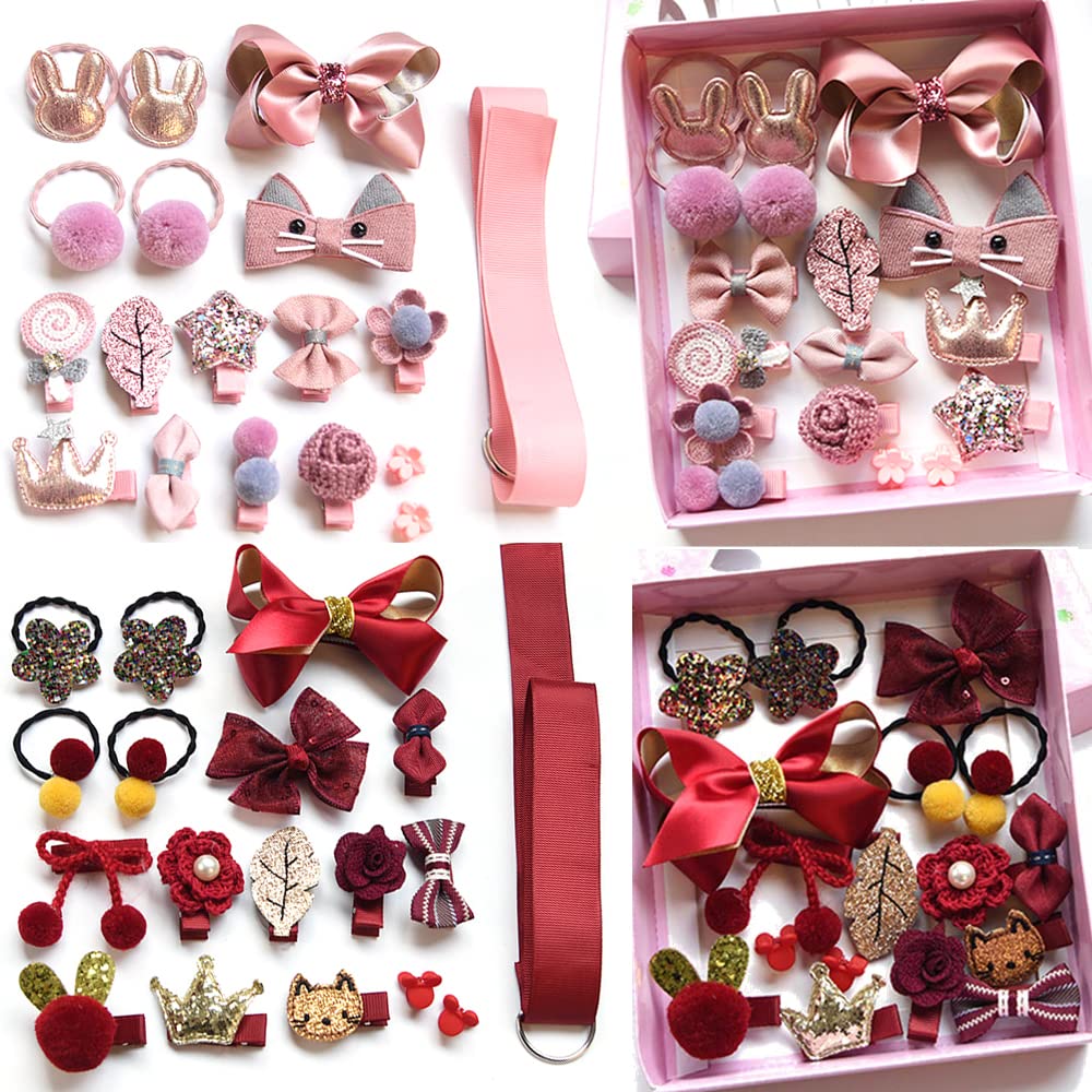 HCliptie 36 Stück Baby Mädchen Haarspangen Nette Haarschleifen Elastische Haargummis Haarschmuck Pferdeschwanzhalter Haarnadeln Set Für Baby Mädchen Teenager Kleinkinder