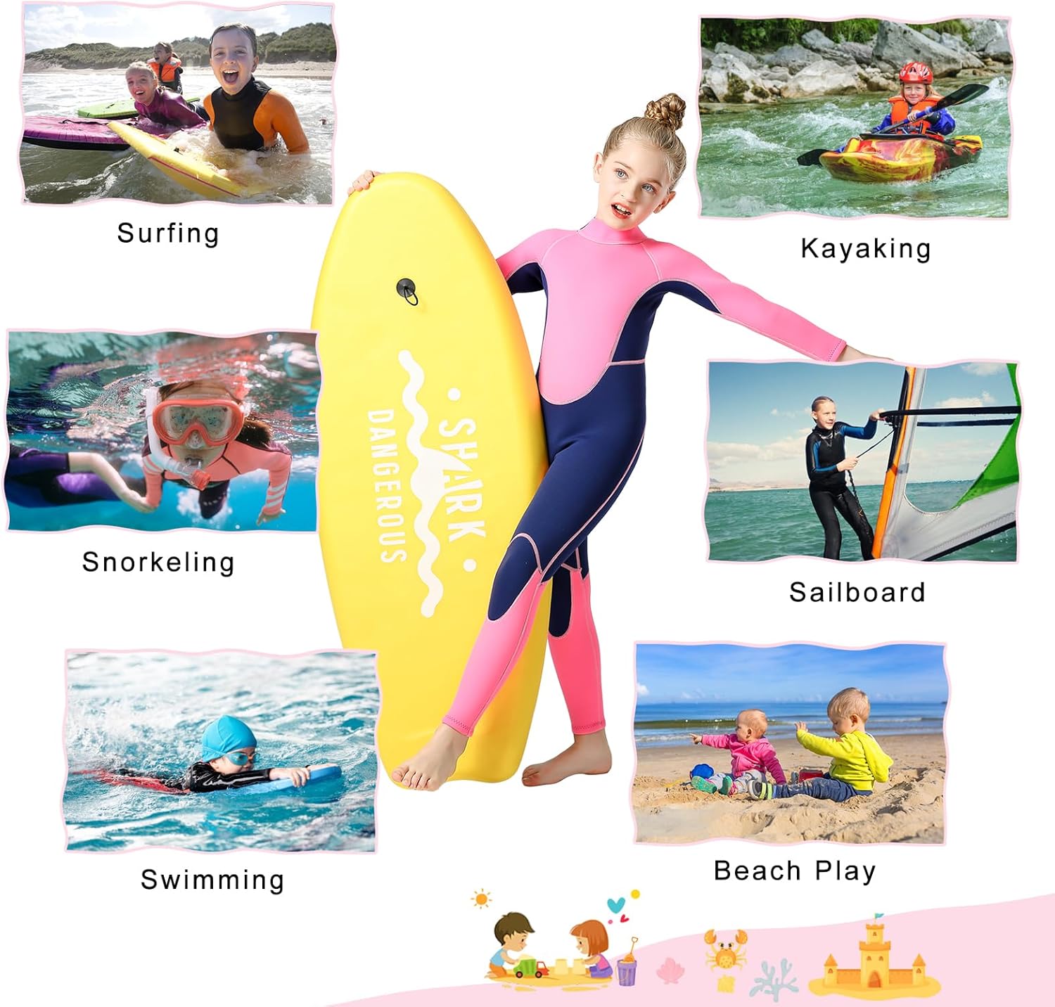 Kids Full Wetsuit Toddler Boys Girls and Youth 2.5mm 3mm Neoprene Child Wet Suit Back Zipper Thermal Swimsuits for Diving Surfing Swimming Water Sprot