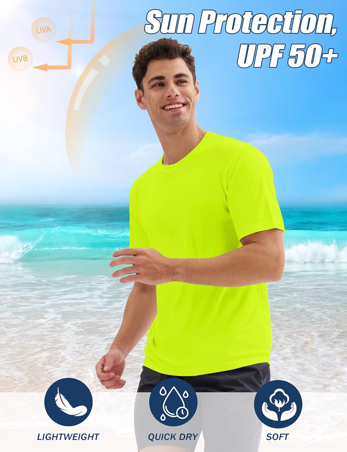 MAGCOMSEN 5 Pack Men's Short Sleeve UPF 50+ Shirts Dry Fit Athletic Rash Guard Workout Running Swim Gym Performance Tshirts - Image 3