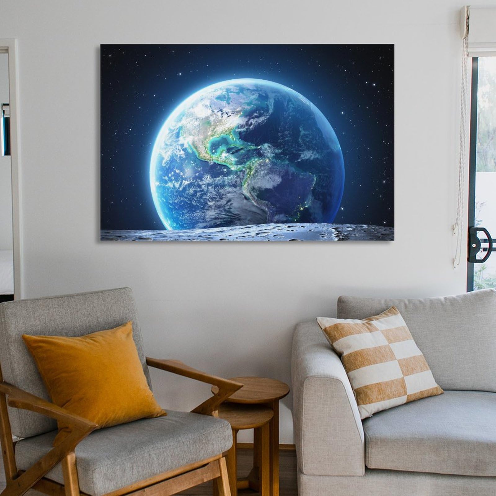 Amazon.co.jp: 青い地球と衛星宇宙風景 アートポスター ホーム装飾