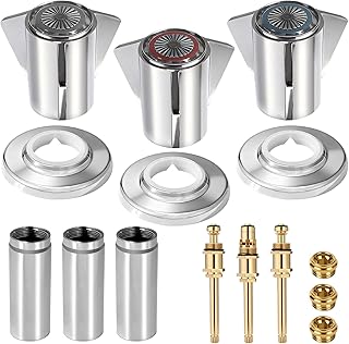 Bathtub and Shower 3-Handle Remodel/Rebuild Trim Kit, for Sayco Faucets Bathtub Shower, Includes 9B-3H, 9B-3C, 9B-5D Stems, Knob Handles in Chrome