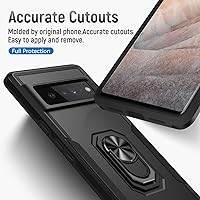 Vista 9 de Funda para Google Pixel 6 Pro con armadura atril anillo magnético resistente de grado militar a prueba de golpes para Pixel 6 Pro Phone Case (negro)