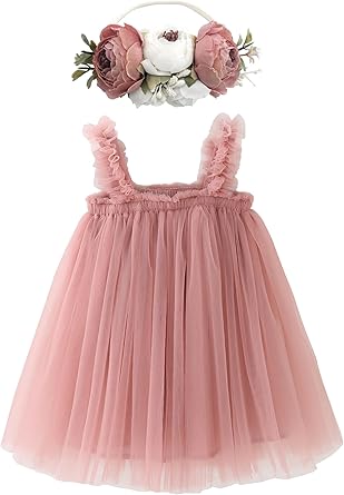 A Tutu Easter Dress with a Floral Headband