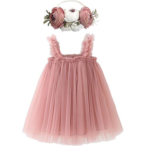 BGFKS Layered Tulle Tutu Dress for Toddler Girls,Baby Girl Rainbow Tutu Princess Skirt Set with Flower Headband.