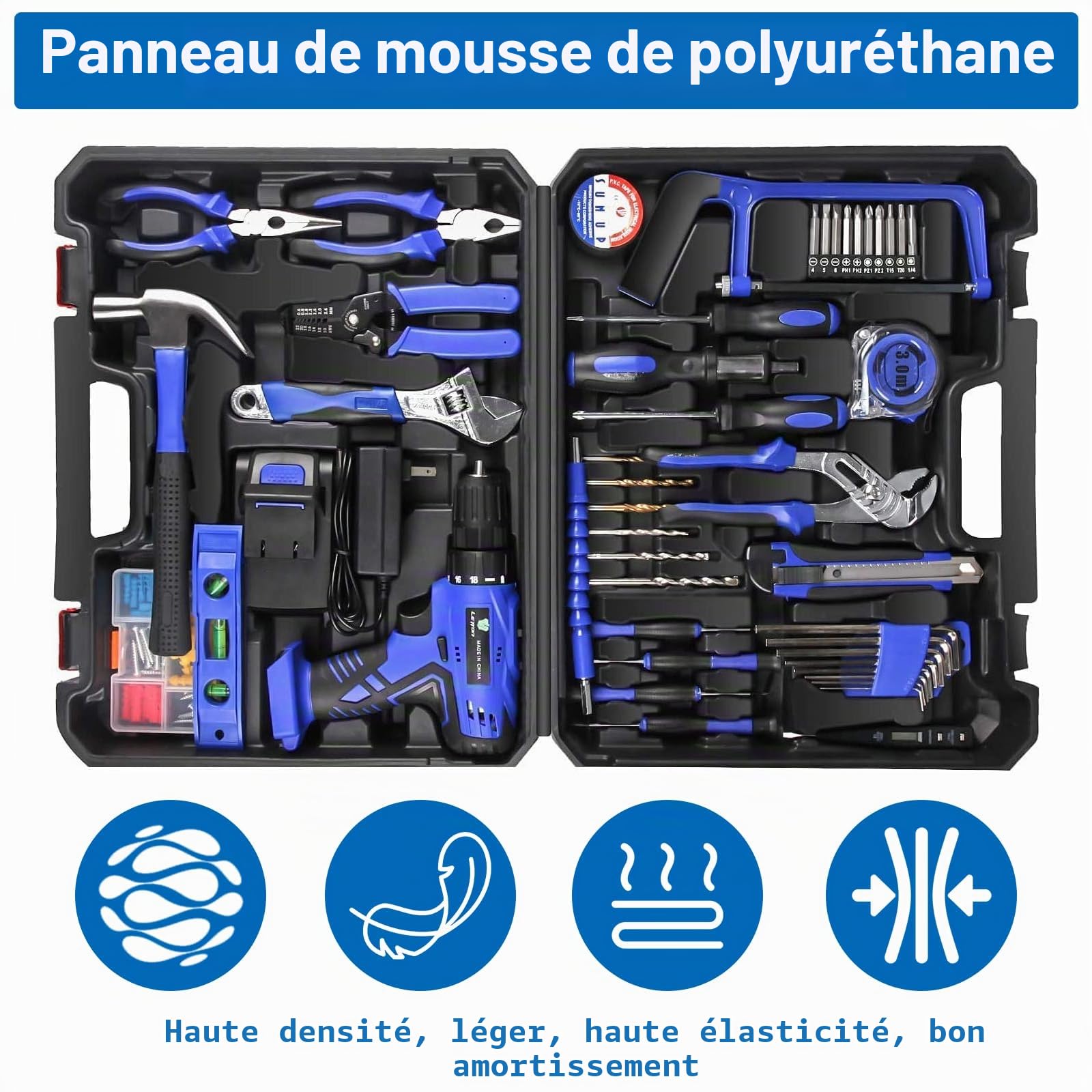 Lot de 10 plaques de mousse prédécoupée 400 x 300 mm Plaque de mousse pour boîte à outils, miniatures, millimètre hauteur : 25, épaisseur : 10