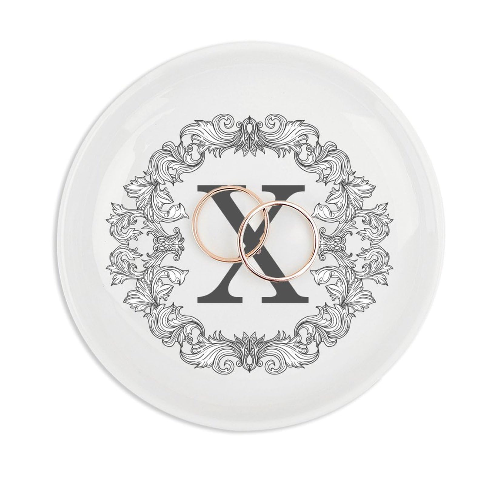 Plateau à bijoux personnalisé initiales et porte-clé pour table de nuit