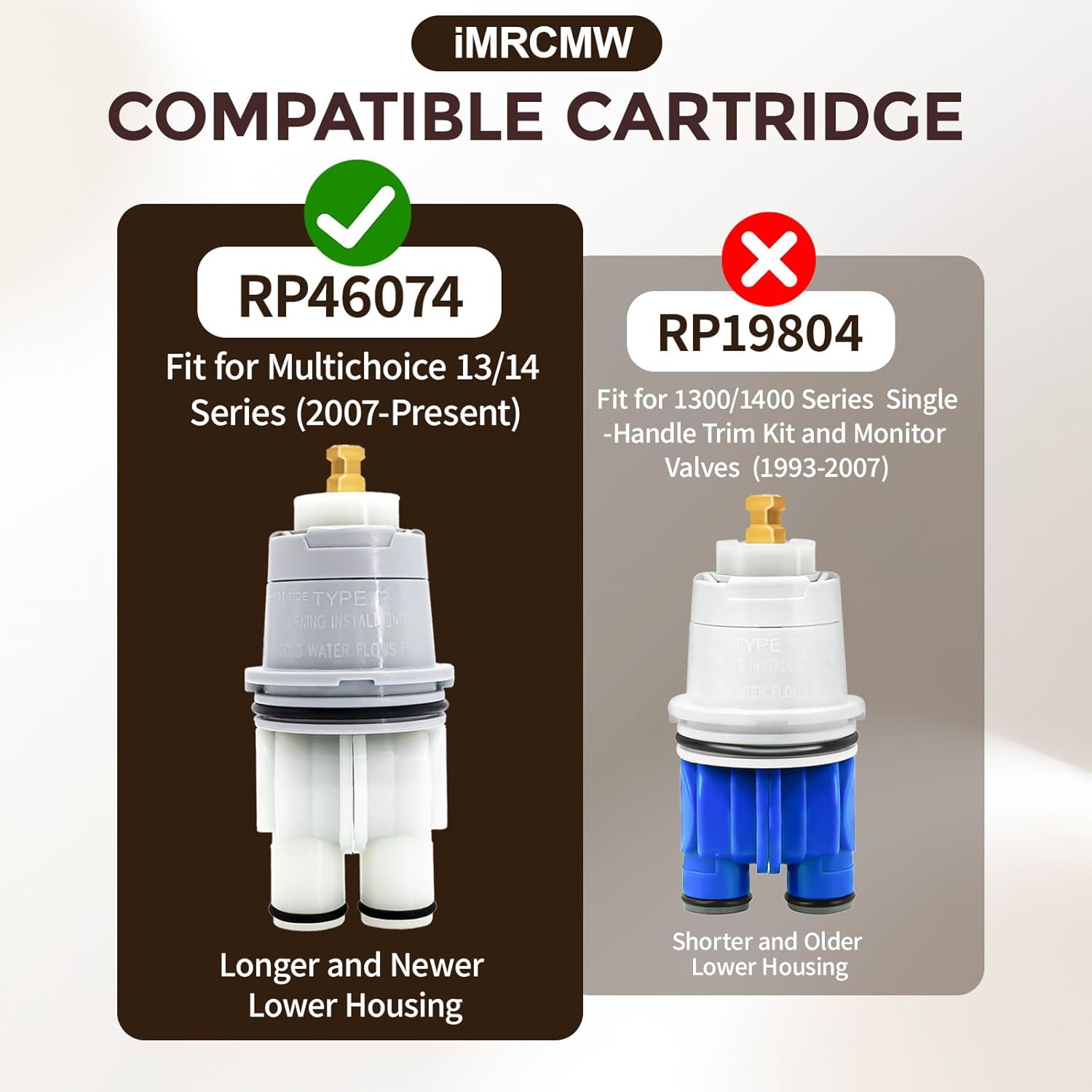 RP46074 Shower Cartridge Replacement Compatible with Delta MultiChoice 13/14 Series Shower Faucet, for Single-Function Pressure Balancing Valve (After 2006) andf fit for R10000 Rough-in Body