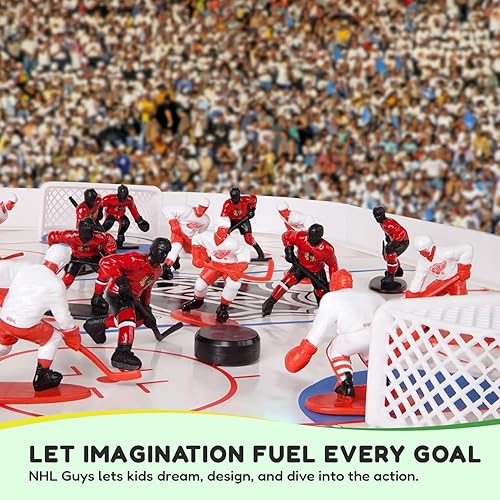 Miniatura 8 de Kaskey Kids NHL Hockey Guys, Blackhawks vs. Red Wings, 27 piezas en cada juego, incluye 2 equipos y estuche de almacenamiento de viaje, figuras de