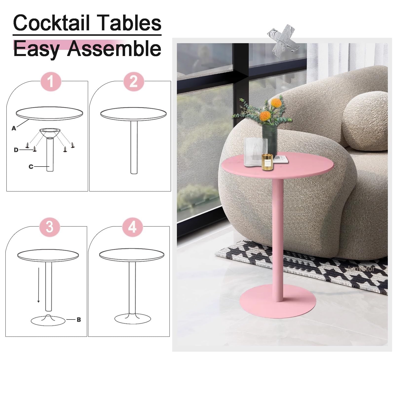 Moderno tavolo da bar rotondo in metallo per cucina 70x70x104cm