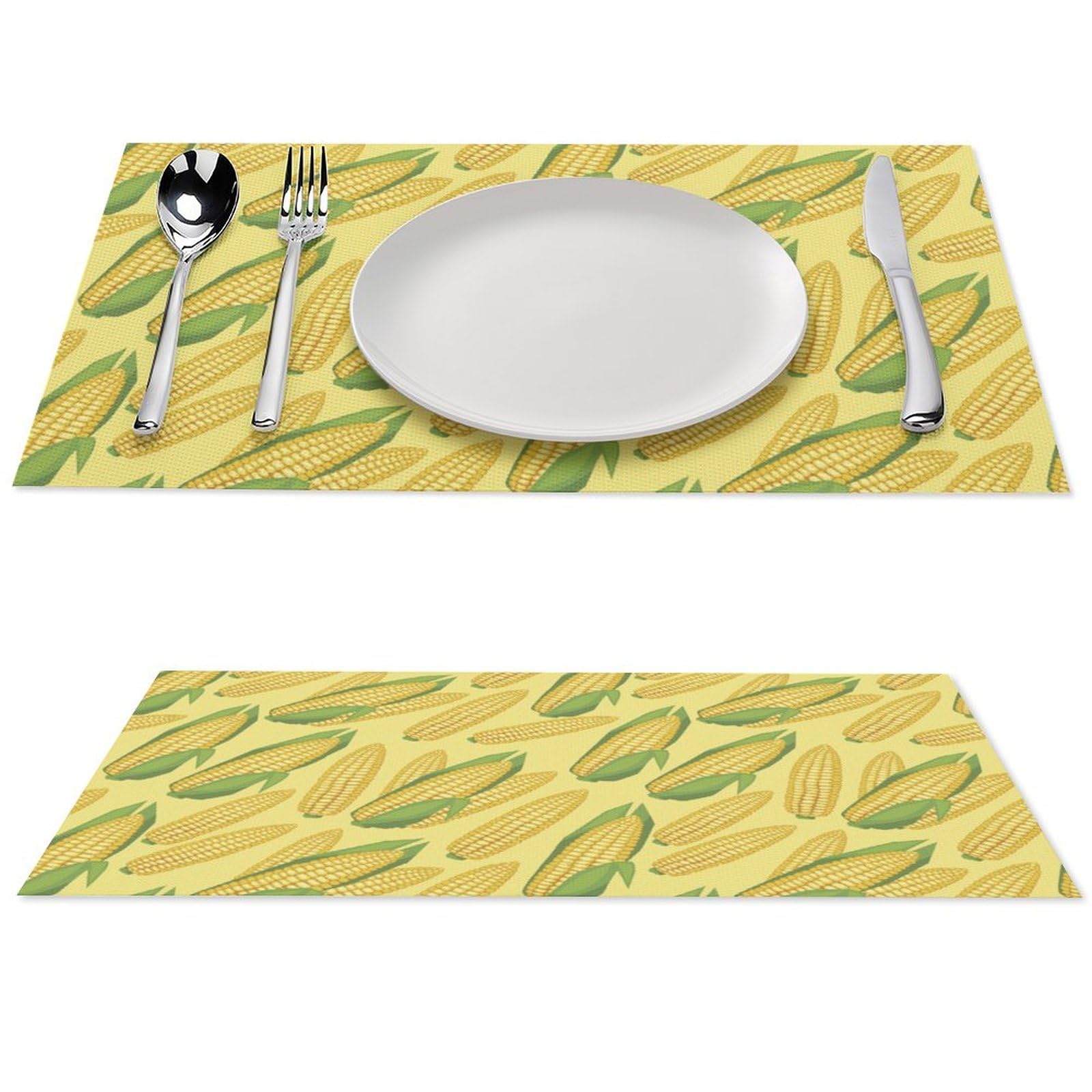 Fresh Ripe Corn Cobs Pattern Placemats Set of 6 PCS Washable Table Runner 18" X 12" Place Mats for Kitchen Party Dining Decoration