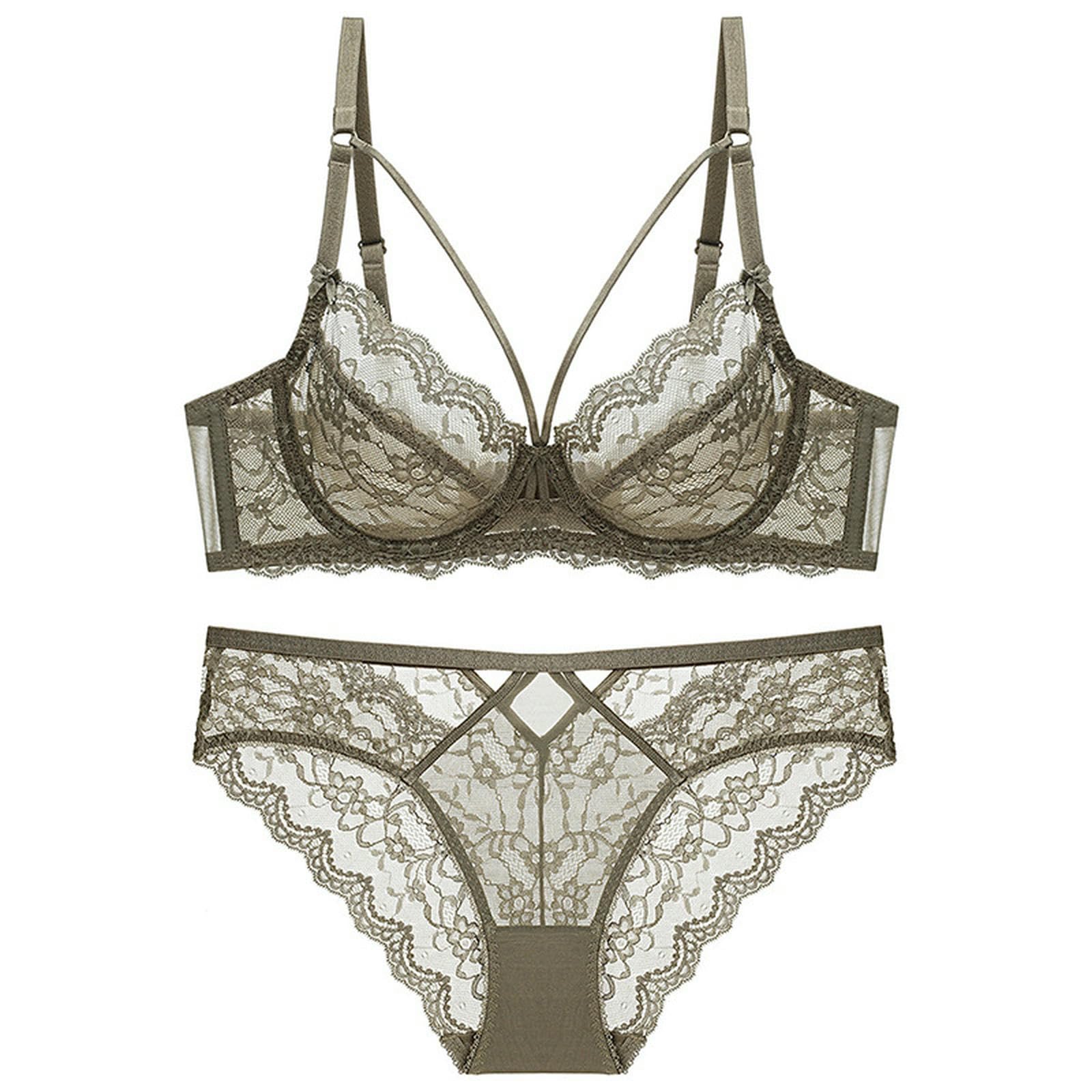 Sujetadores Conjunto De Lencería Sexy Encaje Estilo Francés, Sujetador Fino, Push-up Y Calado-blanco-36 80b (Juego)
