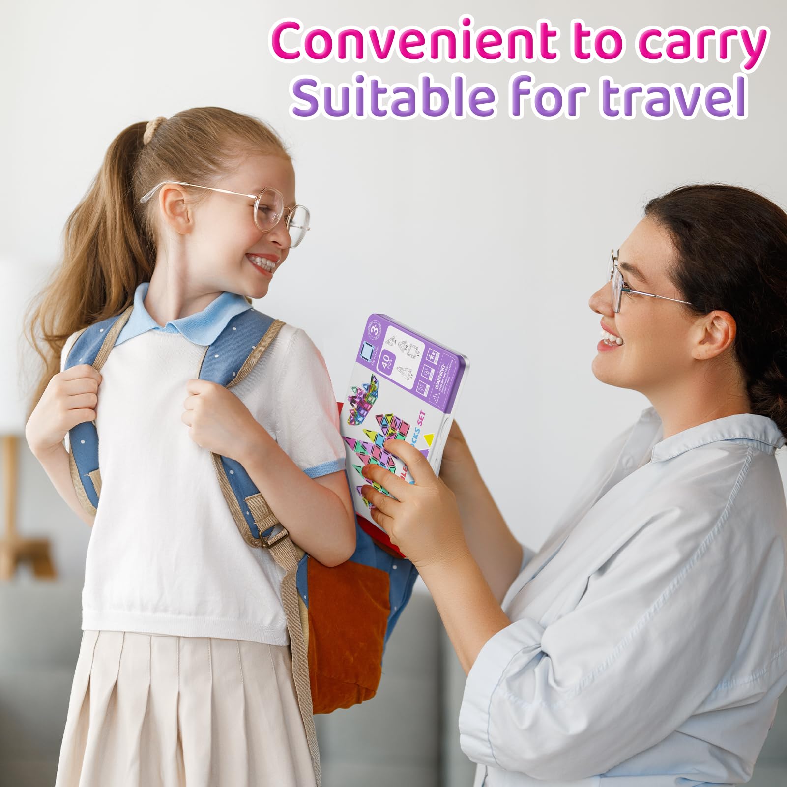 viaggio mattonelle magnetiche Giocattoli | 40 pezzi mini di blocchi magnetici da viaggio | Giocattoli STEM Montessori | Giocattoli magnetici viaggio per Ragazzi Ragazze 3+ anni