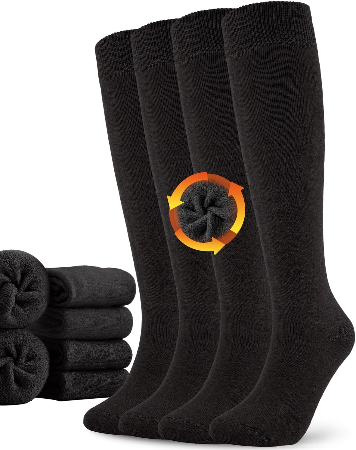 Aoliks Warm Knee High Socks for Women,Cotton Thermal Socks for Hiking Skiing Winter Gifts