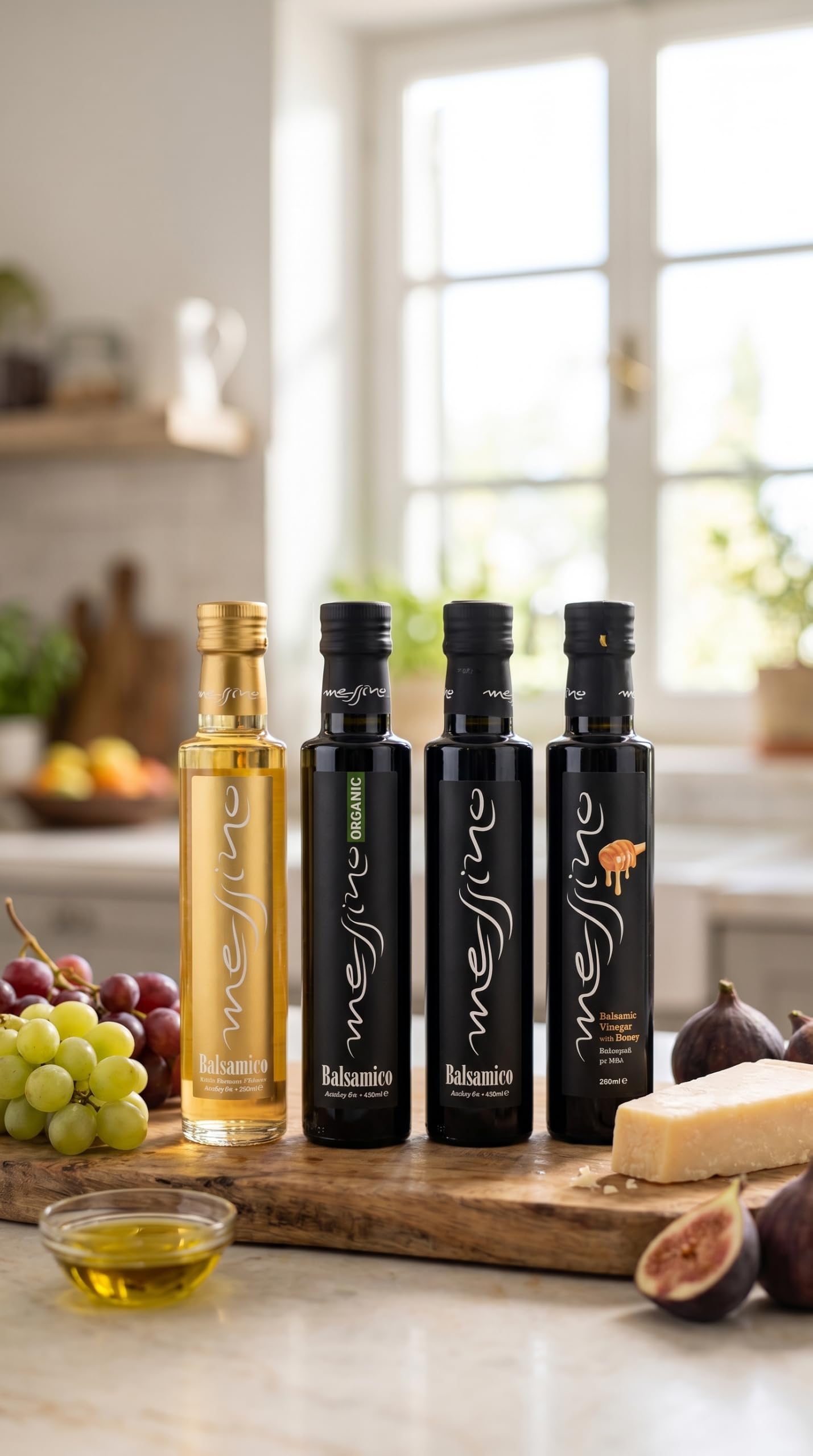 Messino Vinagre Balsámico Blanco – Pack 2 x 250 ml (Total 500 ml) | Vinagre griego con mosto de uva | Ideal para ensaladas, carnes, pasta y postres