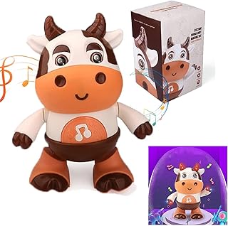 Baby Cow Musical Toy - 2023 New Dancing Cow/Duck Toys, Cute Baby Cow Musical Toys W/ Led Lights & Music, Christmas Dancing Singing Cow/Duck Baby Preschool Learning Toys for 3+ Months Toddlers (Cow-a)