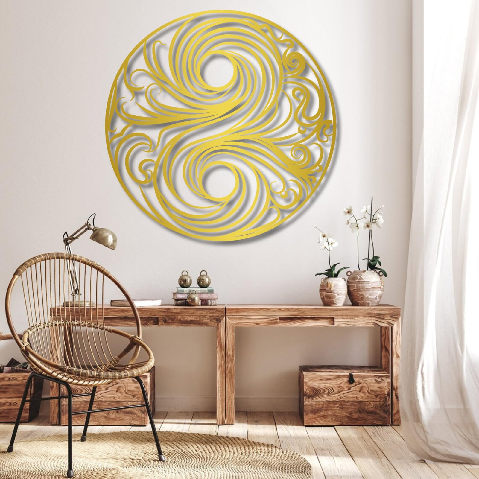 Décoration murale en métal pour habiller un grand mur vide et créer une ambiance zen