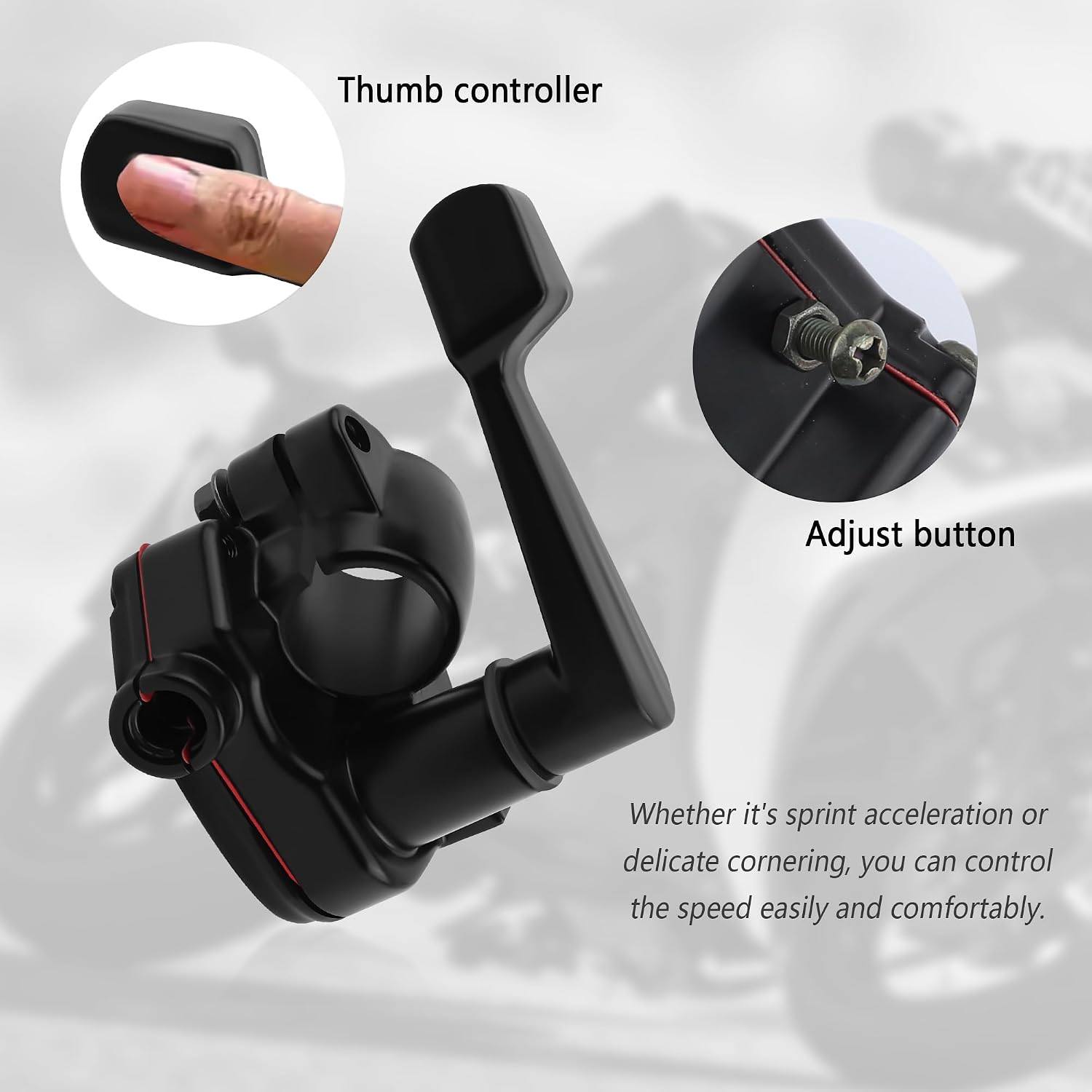 7/8'' 22mm Thumb Throttle Kit with Throttle Cable,Aluminum Motorcycle/Mini Bike Throttle Cable Replacement,Universal Motorcycle Accessories for 50-250cc ATV Bike