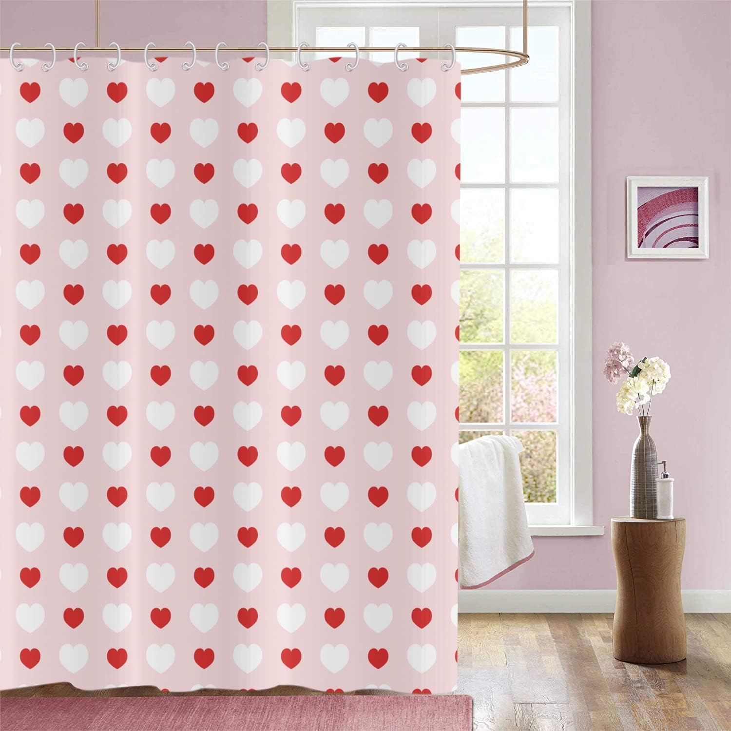 MEHOFOND Valentines Shower Curtain for Bathroom Valentine's