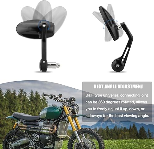Miniatura 10 de LKV Extremo de barra convexos espejos manillar anti-azul vista trasera 360 grados CNC aleación de aluminio espejo para motocicleta con 0.866 in 78