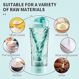 FANS-ONE Electric Shaker Bottle, 24oz Lockable Blender Cup Electric Protein Shaker Bottles, Tritan USB C Rechargeable Mixer, Portable Shaker Cups for Protein Shakes for Men Women, Water Blue