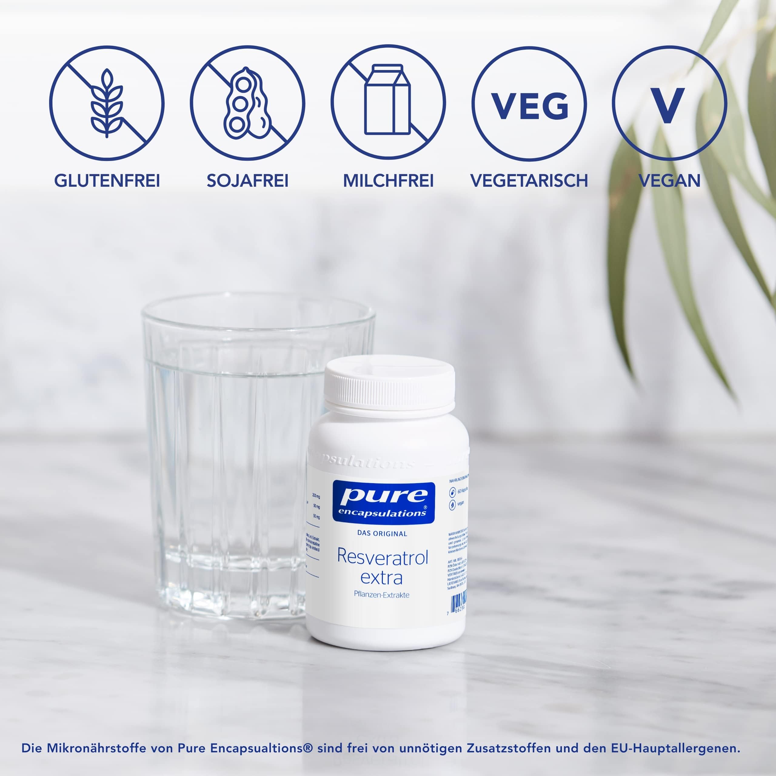Pure Encapsulations - Resveratrol Extra - Natürliches Resveratrol mit Polyphenolen aus Traubenkern-Extrakt - Antioxidanten, Skincare - 60 vegane Kapseln