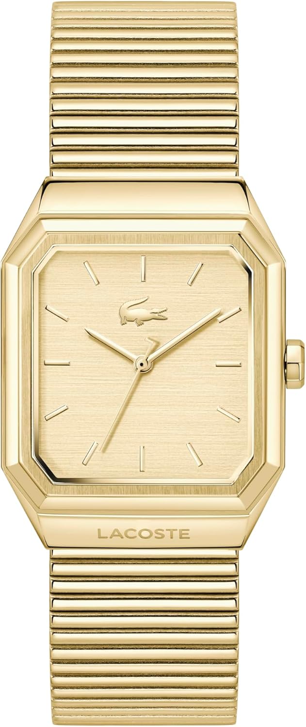 Lacoste Rene Men’s Quartz Watch - Octagonal Case and Bezel, Three-Hand Dial, Mesh Bracelet - Modern, Vintage Timepiece - Gift for Him 31mm