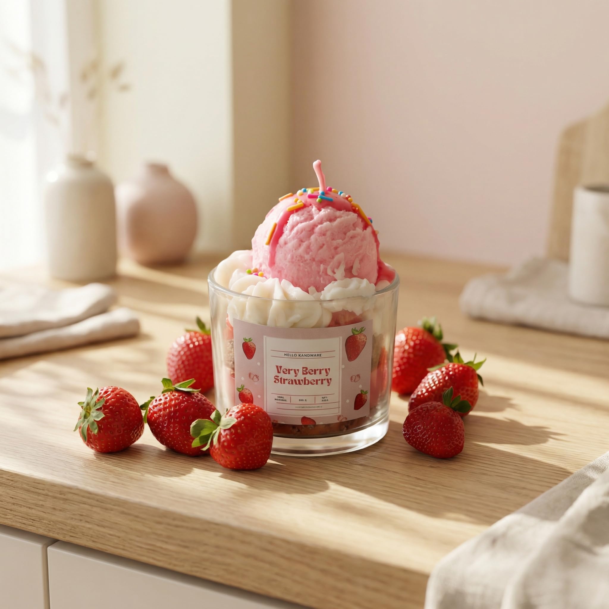 Hello Handmade Dessert Jar Candle Aesthetic Scented Candles for Home, Organic Soy Wax, Lead Free Cotton Wick, Non Toxic, Romantic Couple Gift, for Home Decor-image-44