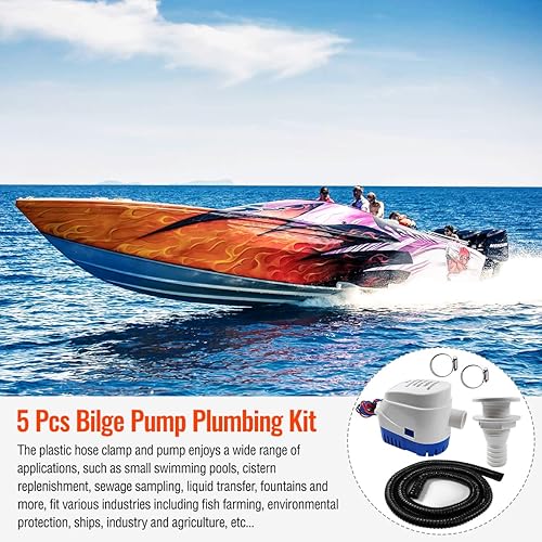 Miniatura 4 de Kit de bomba de sentina automática para barcos, kit de plomería de bomba de sentina de 1-18 pulgadas, incluye bomba de sentina de 12 V 1100 Gph, 1