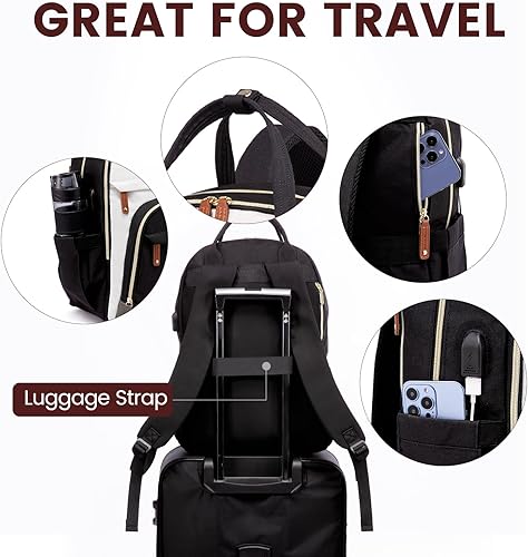 Miniatura 7 de LOVEVOOK Mochila para computadora portátil para mujer, mochilas de viaje, bolsa antirrobo, bolsa de mochila, bolsas de computadora con USB,