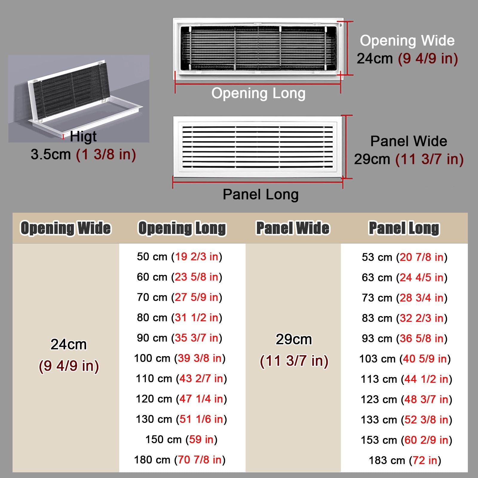 Griglia di Ventilazione Griglia di Ripresa per Soffitti con Filtro, Rimovibile Griglia/Copertura della Bocchetta De'aria HVAC per Bagno Cucina, Rettangolo Coperchio di Ventilazione(24x50 cm)