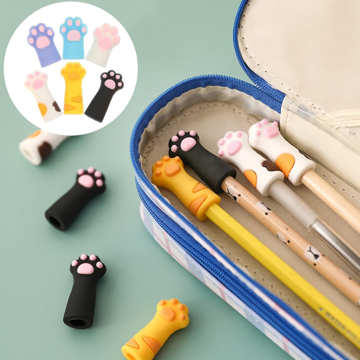 Cat Paw Pencil Caps, Pack of 10, Tip Protector Cover Shield, Stationery Holder (10 pcs cat paw Pencil Cap) 3