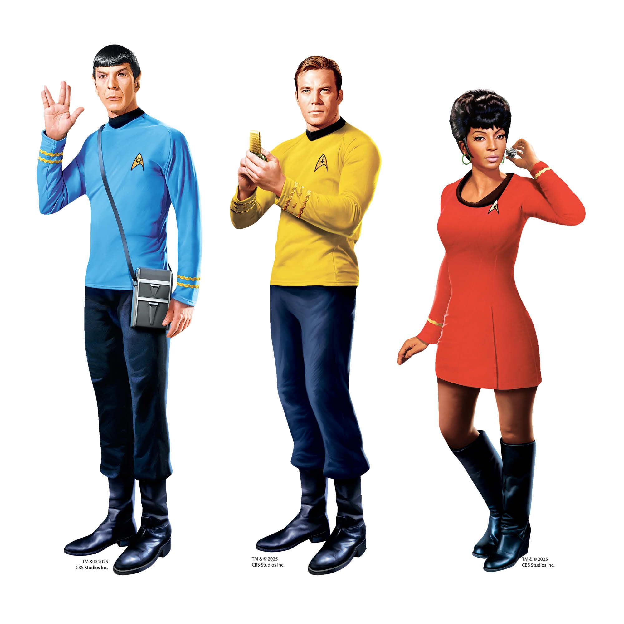 Star Cutouts – SC4834 – Star Trek Original Series Shelf Top Pack Cardboard Cutouts 30cm – Kirk, Uhura & Spock – Official Star Trek Gifts, Boldly Go